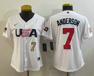 Women's USA Baseball #7 Tim Anderson Number 2023 White World Classic Stitched Jersey,We sell and wholesale Women's USA Baseball #7 Tim Anderson Number 2023 White World Classic Stitched Jersey on line form chian!